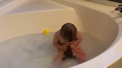 Surprise bath tub time.