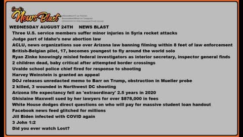 Wednesday, August 24, 2022 News Blast #Enoch #NewsBlastReading #NBR