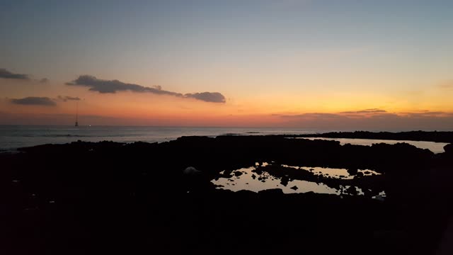 a view of the sea at sunset