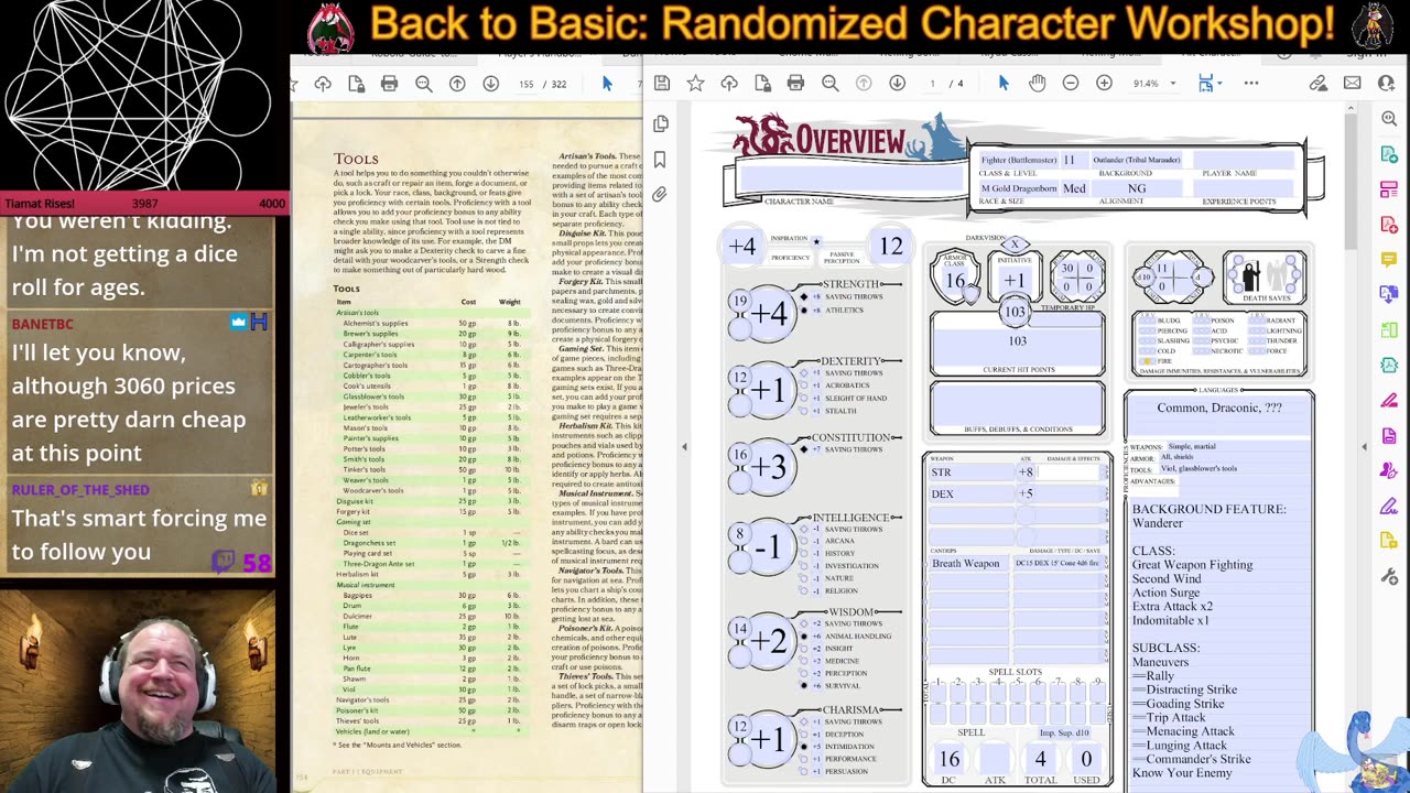 Gold Dragonborn Fighter (Battlemaster) 11, Outlander (Tribal Marauder) - D&D 5E