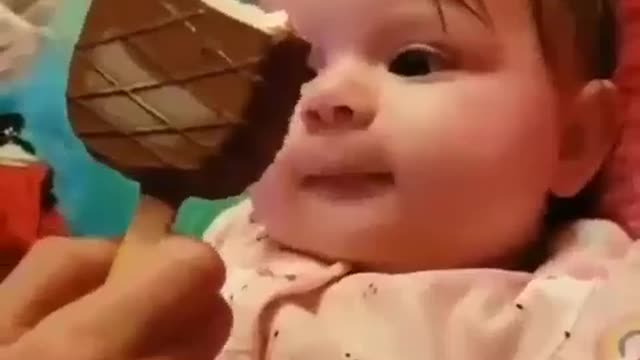 Little baby want more ice cream