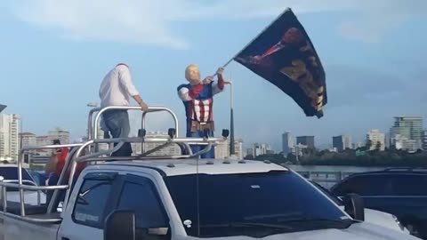 A massive pro-Trump caravan took to the streets in Puerto Rico today