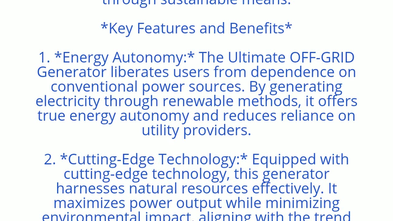 Ultimate OFF-GRID Generator - Top Performer