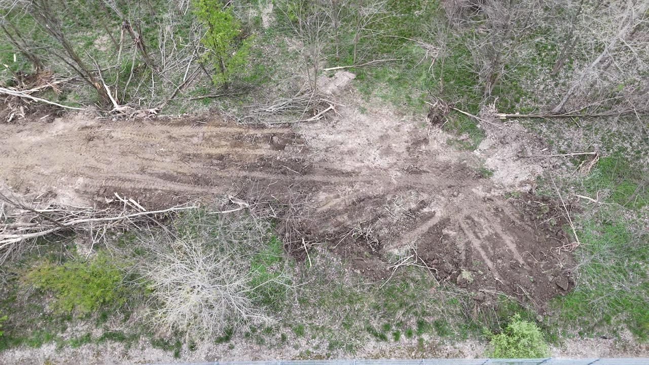 Robbins Drone 20240420 - Making an access road