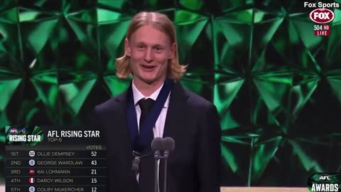 Watch this AFL Rising Star's hilarious acceptance speech e-mail 0