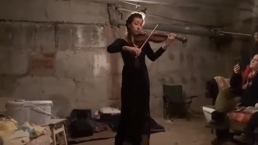 Violin Playing in Ukraine Bomb Shelters