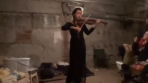 Violin Playing in Ukraine Bomb Shelters