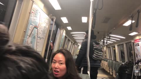 Man gets beat up kicked and dragged out of a bart by two other men