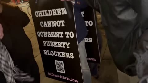 Bully Man With Anti-Puberty Blocker Sign For Kids,