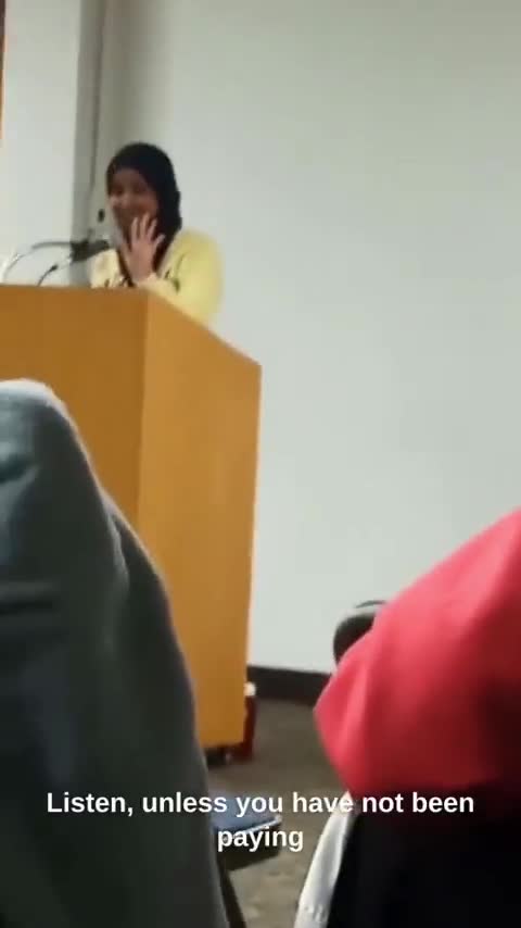 Ilhan Omar MELTS DOWN and screams at audience after being confronted by an anti-war protester