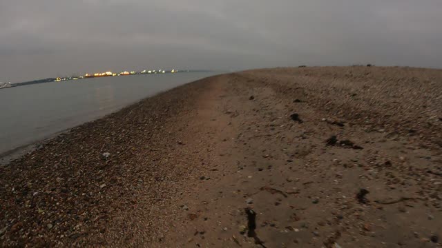 Evening hiking on beach. Speedlapse.