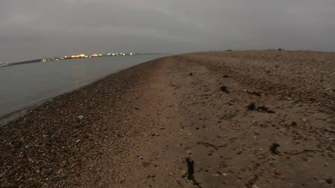 Evening hiking on beach. Speedlapse.