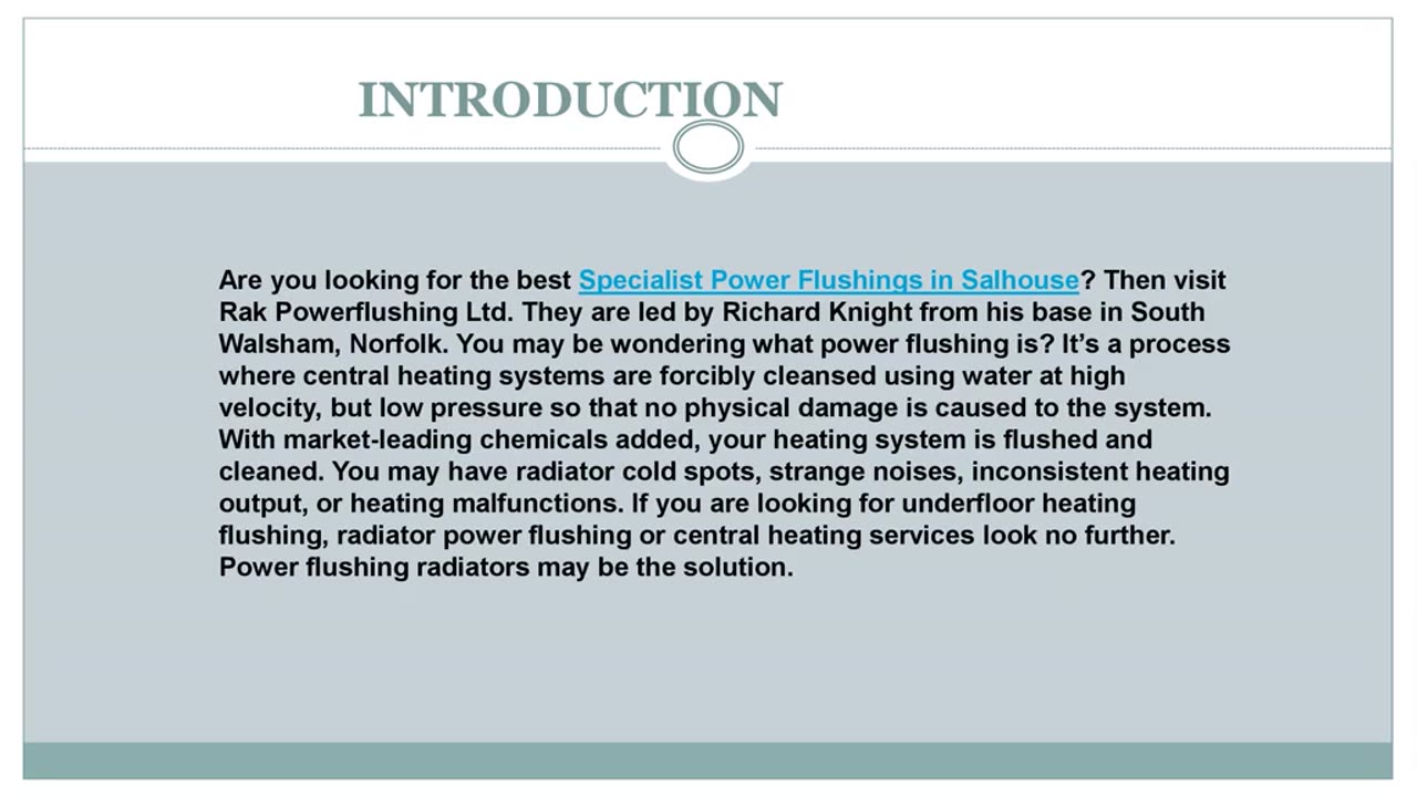 Looking for the best Specialist Power Flushing in Salhouse