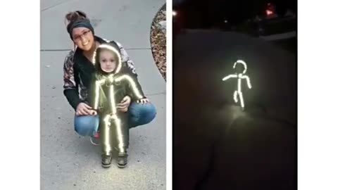 Funny Kid In A Stickman Costume