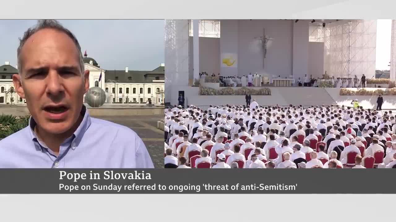 Pope Francis gives mass to huge crowd on final day of Slovakia visit - BBC News