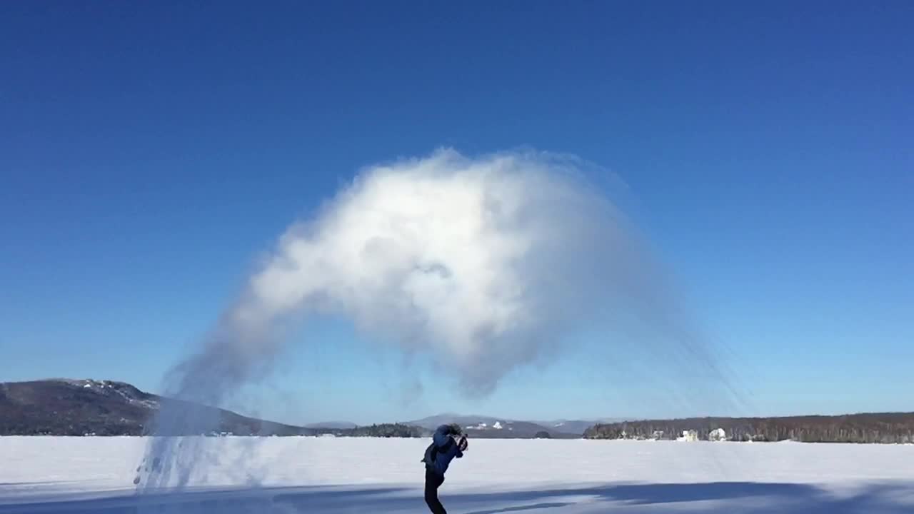 The Magical Moment When Boiling Water Freezes Instantly Into White Powder