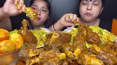 SPICY MUTTON NALLI NIHARI 🔥 CHICKEN TIKKA MASALA, FRIED EGGS WITH VEGETABLE PULAO_BIRYANI _ MUKBANG