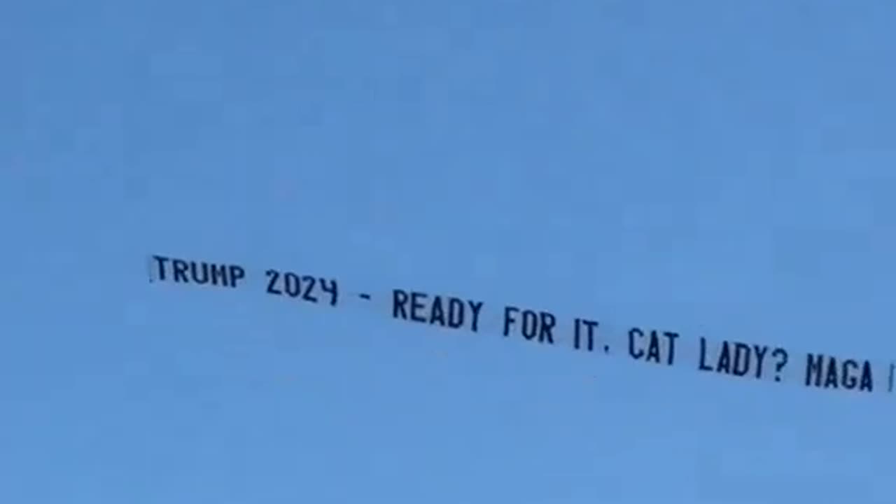 Banner flown over Taylor Swift's event in Miami.“Trump 2024 - Read for it, cat lady? MAGA!”