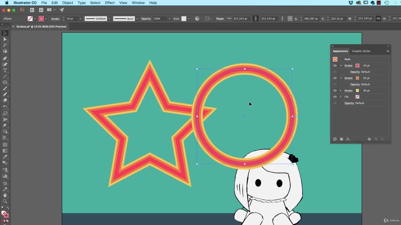 How to multiple strokes to a path in Adobe Illustrator CC