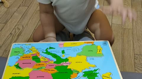 19-month-Old Mastering the Europe Map
