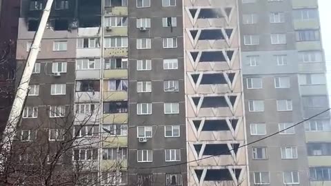 Aftermath of Russian Drone Strikes on Apartment Buildings in Kyiv Overnight