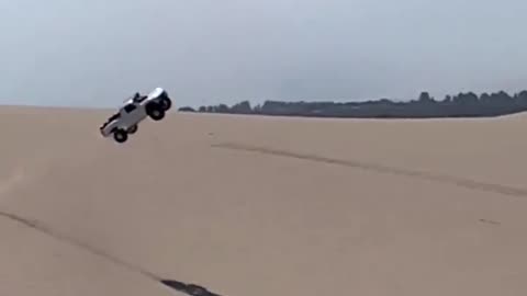 Insane truck jump in the desert