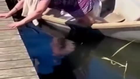 A woman fell into the water