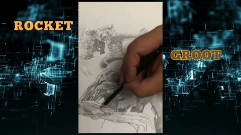 Rocket and Groot timelapse drawing