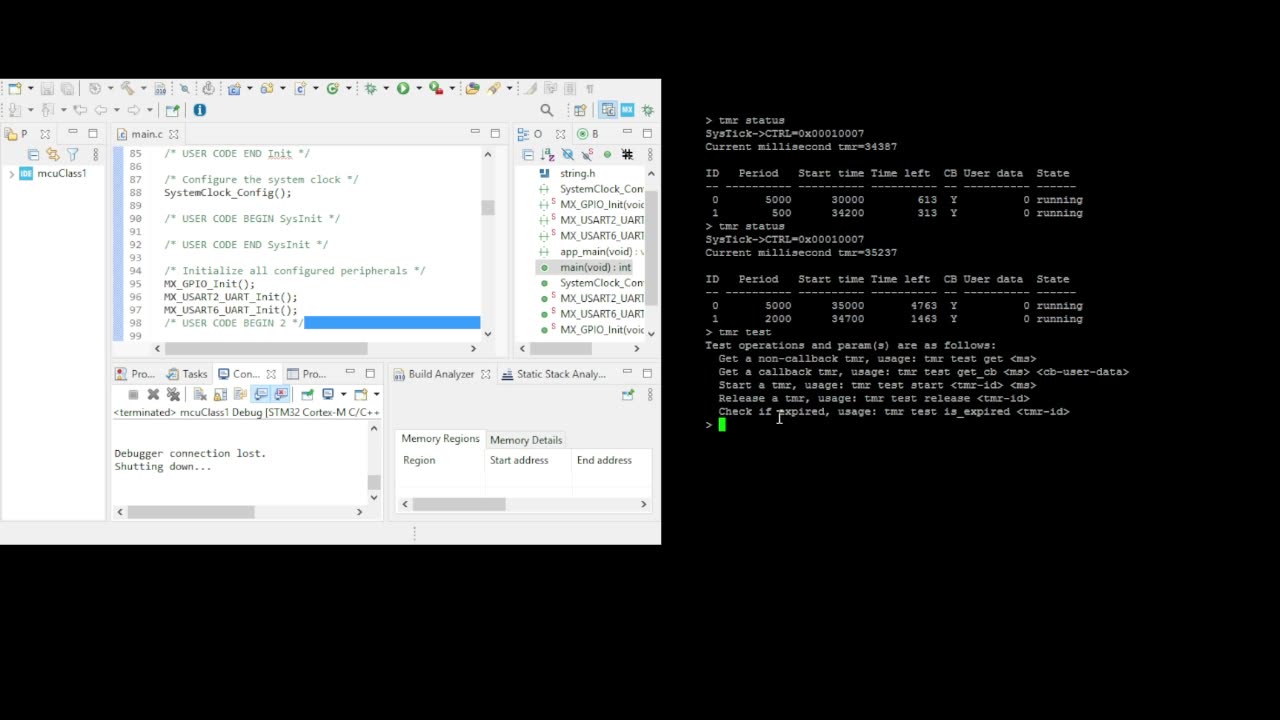 tmr module interact - stm32cubeIDE & Putty (embedded systems)