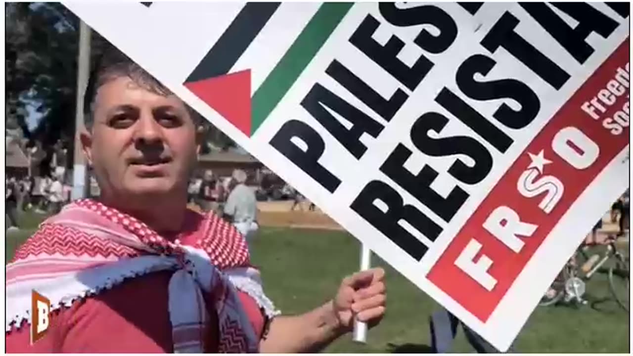 Hamass supporter doesn't know what side of his flag goes up