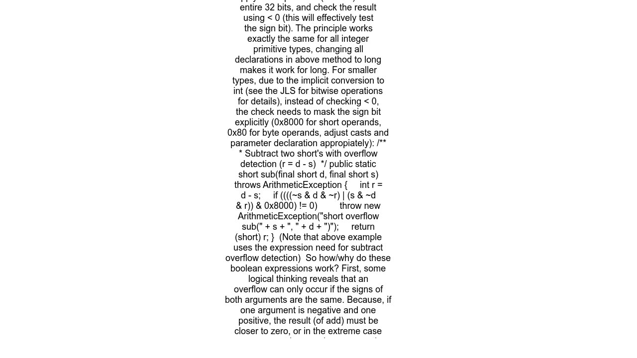 How does Java handle integer underflows and overflows and how would you check for it