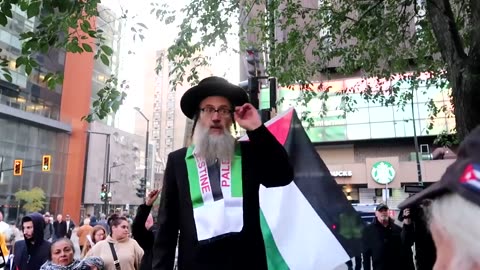 Rabbi speaking at Palestinian rally in downtown Montreal