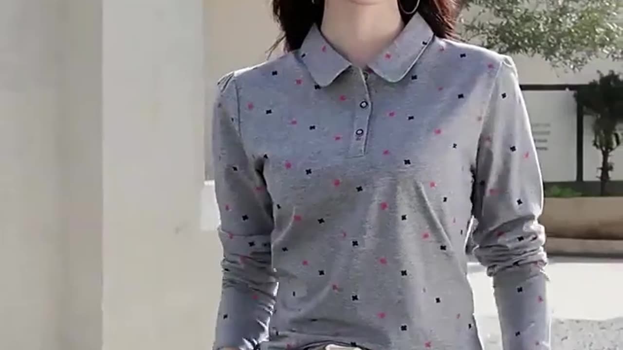 2024 Spring Women Polo Shirts Fashion Printed