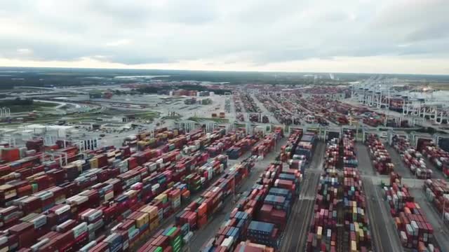 Drone captures US port of Savannah clogged with 80K containers amid supply chain crisis - WATCH