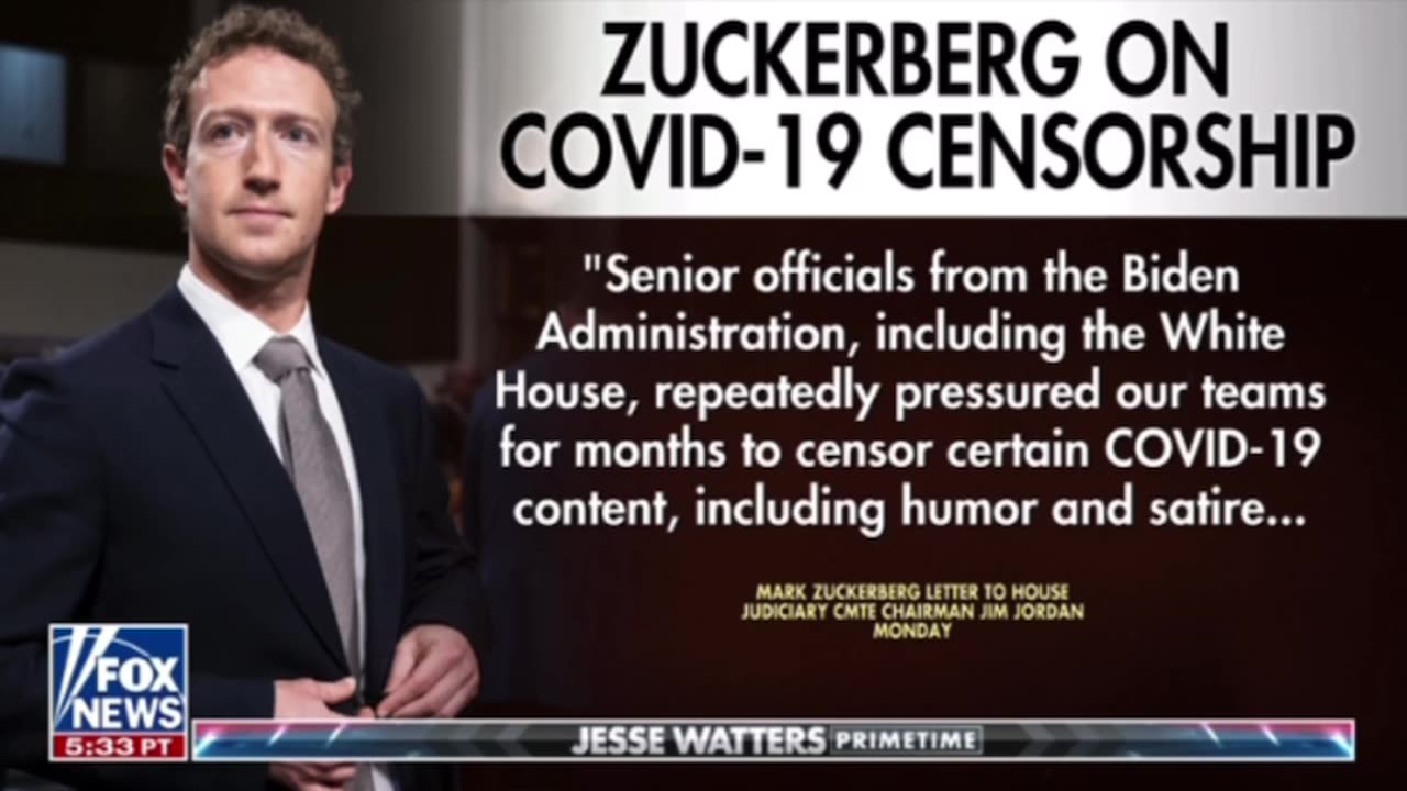 Zuckerberg confirms censorship from Biden/Harris administration