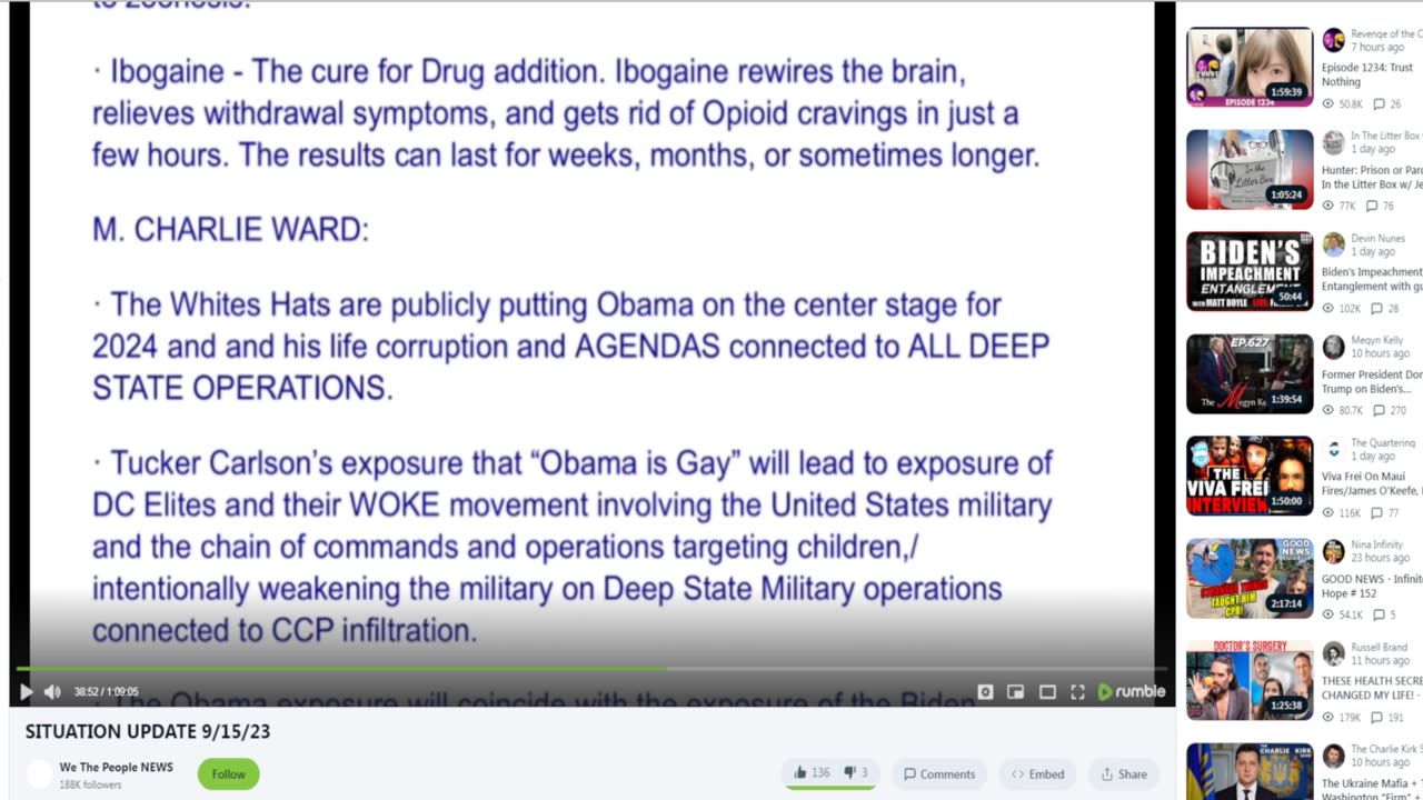 rumble - the white hats are publicly putting Obama on the center stage for 2024 and his life
