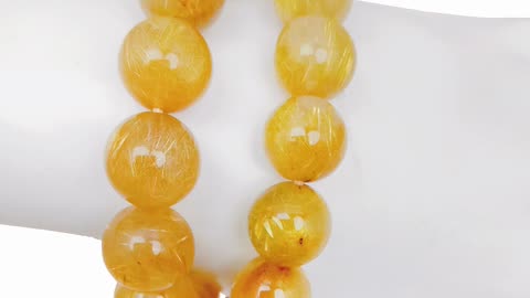 11mm golden Rutilated quartz high quality Genuine Gemstone bracelet gifts for dad03