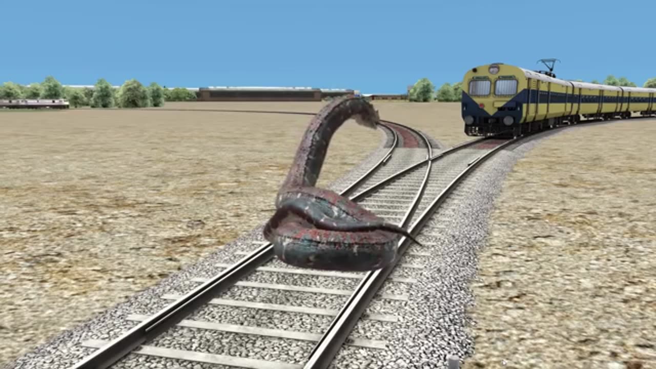 ANGRY ANACONDA vs TRAIN Stops The Train BeamNG.Drive Snake