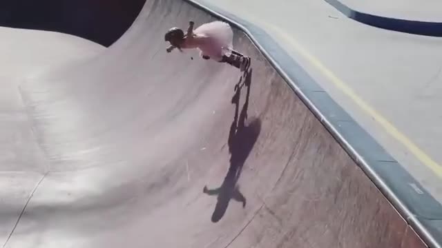 Brave Little Girl Doing Skating In Her Yard