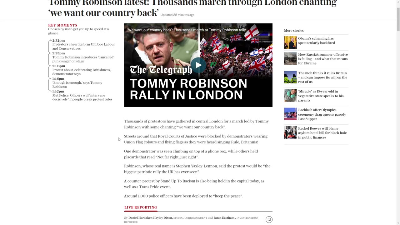 HUGE TOMMY ROBINSON MANIFISTATION In London, LEGACY MEDIA REALLY QUIET And Counter Protests Emerge