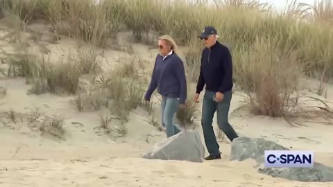 Biden battles the sand at Delaware Beach