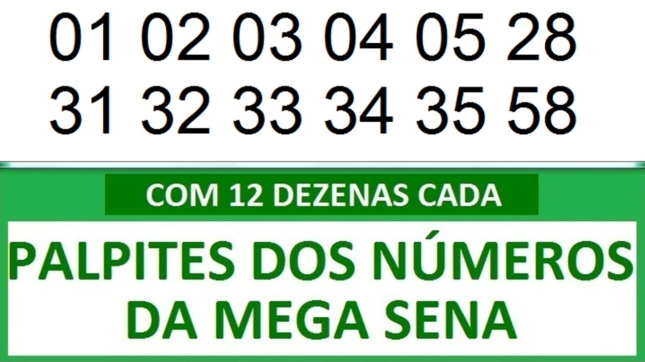 PALPITES DOS NÚMEROS DA MEGA SENA COM 12 DEZENAS 0a 0b 0c 0d 0e 0f 0g 0h 0i 0j 0k 0l