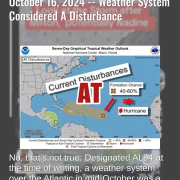 Fact Check: New Hurricane NOT Forecast To Hit Florida As Of October 16, 2024 -- Disturbance