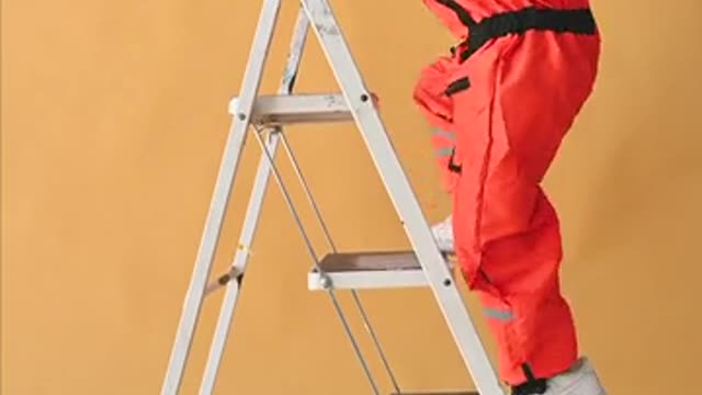 Two Kids in a Spacesuit Costume Climbing Up a Ladder