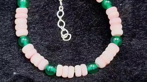 GN-20240930-01 Natural Chrysoprase Fashion Jewelry pink opal and S925 Silver Delicate Bracelet