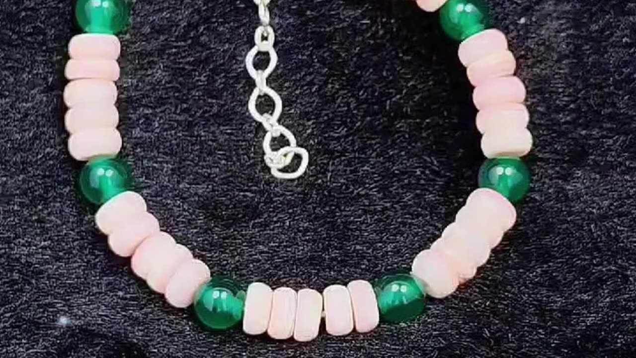 GN-20240930-01 Natural Chrysoprase Fashion Jewelry pink opal and S925 Silver Delicate Bracelet
