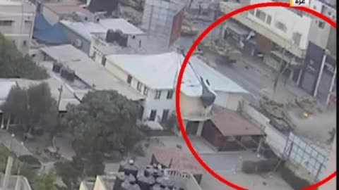 A hit on a Merkava during a battle in Gaza.