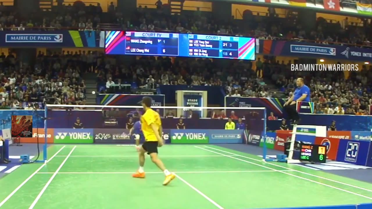 LEE CHONG WEI(Flash Speed🔥) vs WANG ZHENGMING＊ 2015 French Open(Nice Camera Angle Badminton)Full HD.