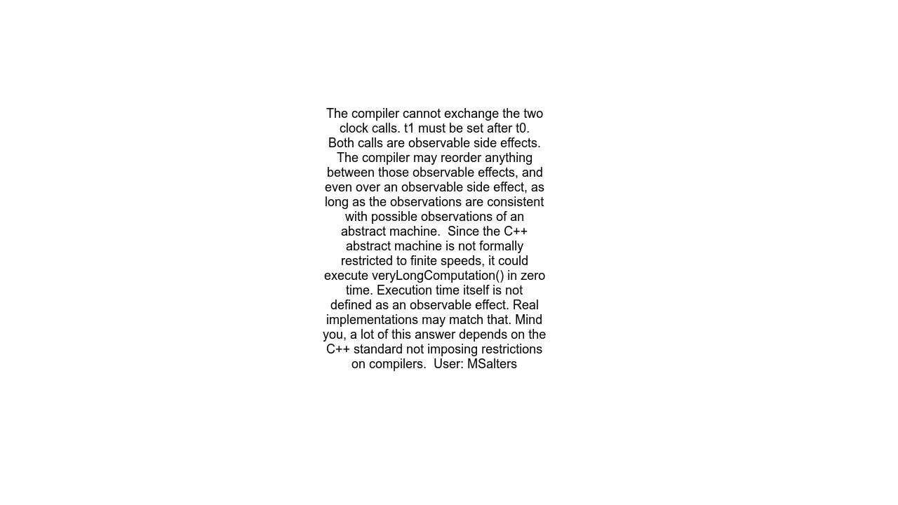 Is it legal for a C optimizer to reorder calls to clock