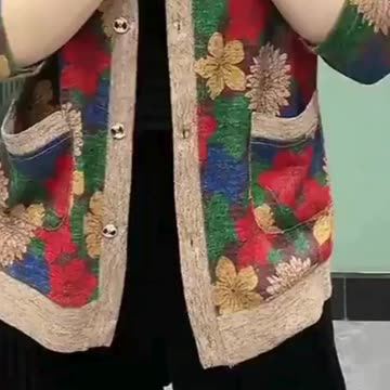 ANNUAL SALE! Women's Spring and Autumn New Fashion Elegant Print V-Neck Button Splice Style